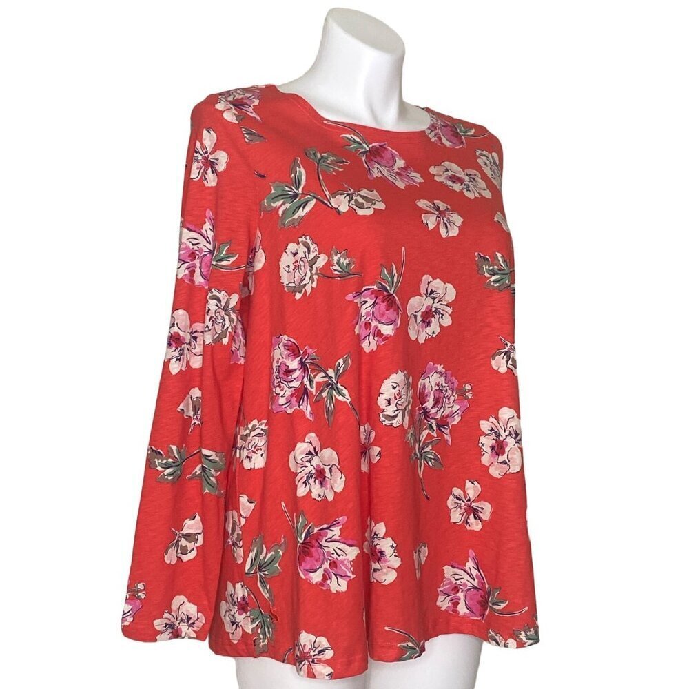 Joules Harbour Red Floral Print Light Swing Top, Long Sleeve Women's Size US 14 - Picture 3 of 13